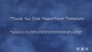 Blue Thank You Slide Design with Social Media Icons Powerpoint Template