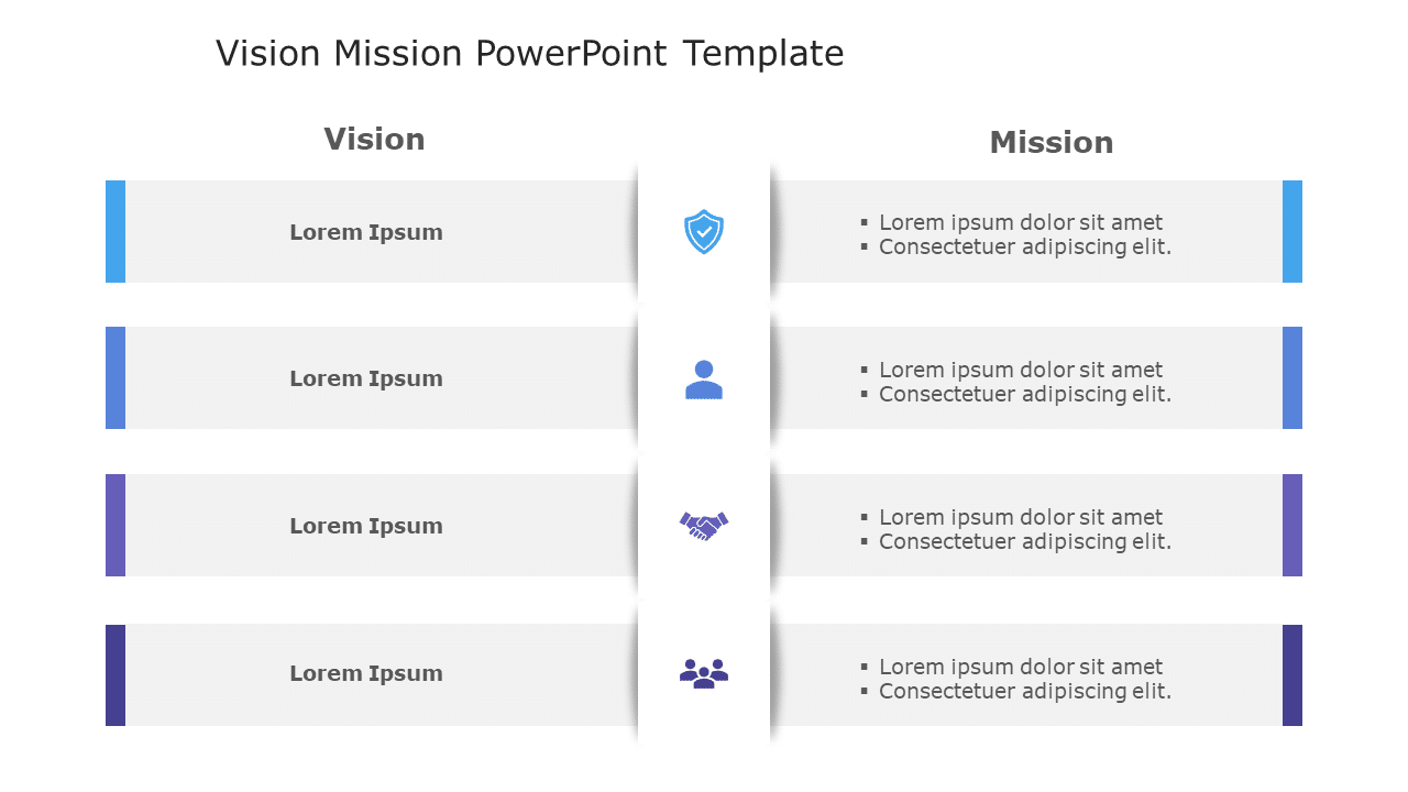 Blue and Gray Vision-Mission Alignment Diagram with Icon Highlights ...