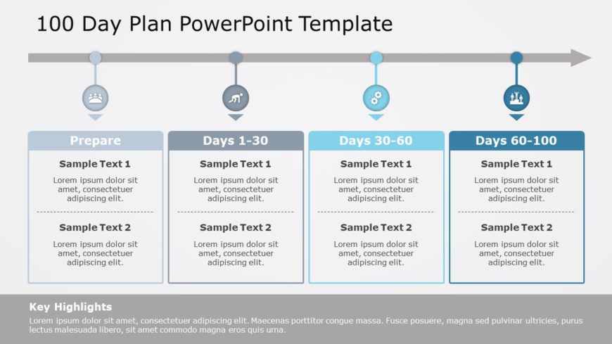 Gray and Blue 100-Day Plan Timeline Infographic Slide Template