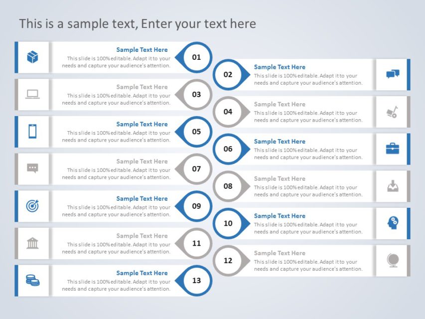 13 Steps List PowerPoint Template | SlideUpLift