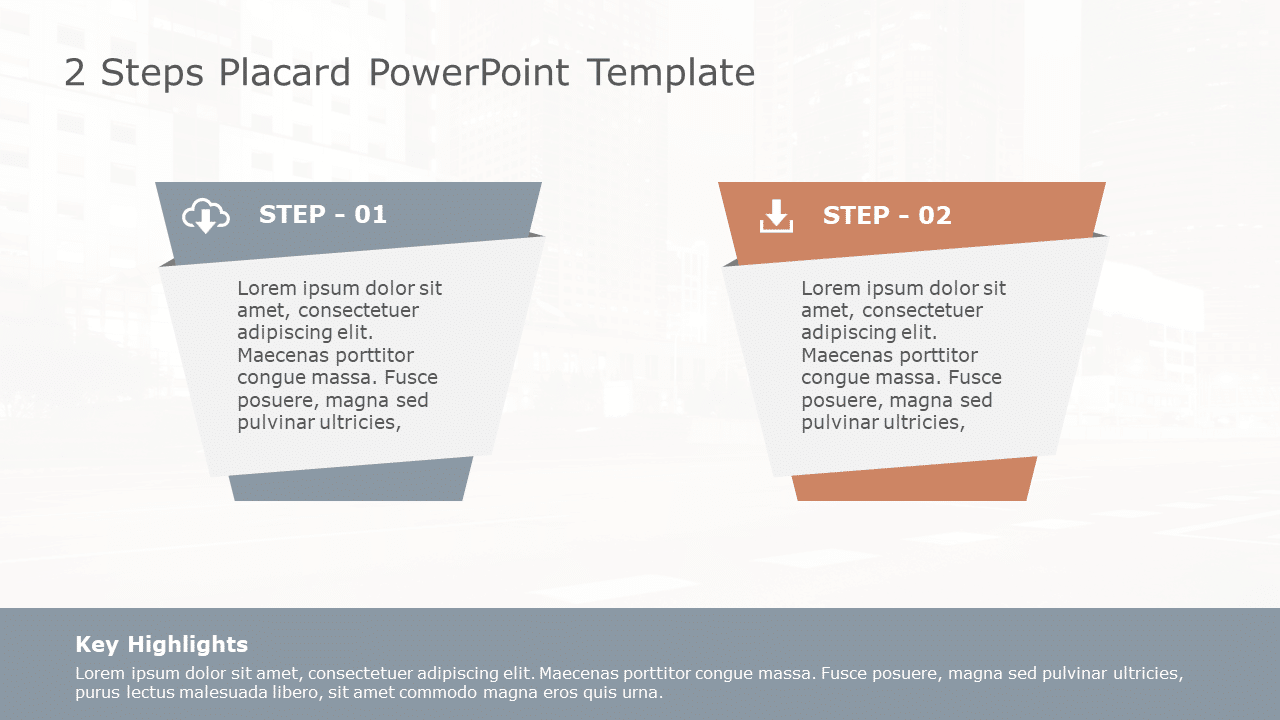 2 Steps Placard PowerPoint Template & Google Slides Theme