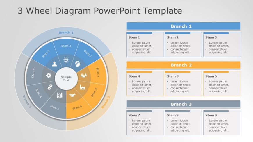 3 Wheel Diagram 06 PowerPoint Template