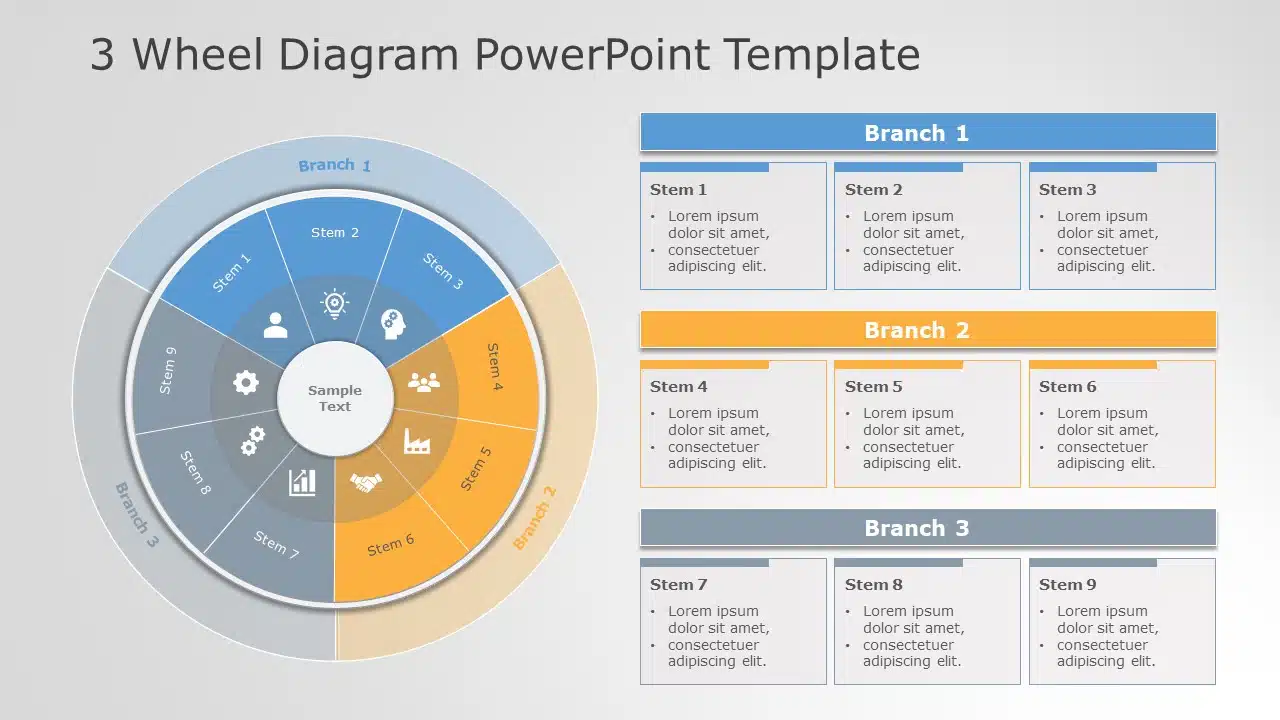 3 Wheel Diagram 06 PowerPoint Template & Google Slides Theme