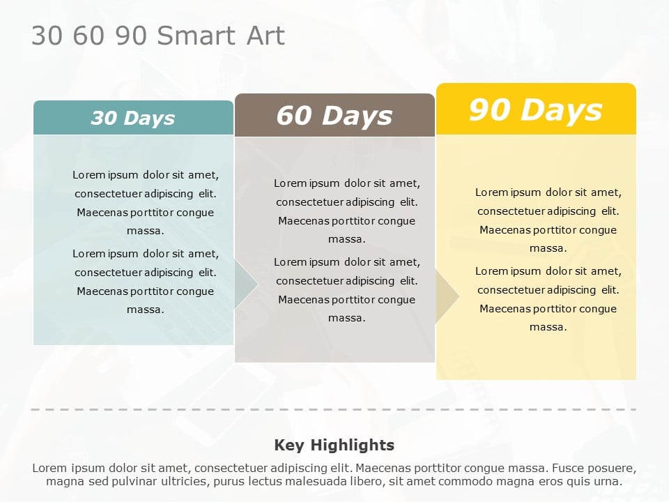 30 60 90 Day Plan for Managers Smart Art PowerPoint Template & Google Slides Theme