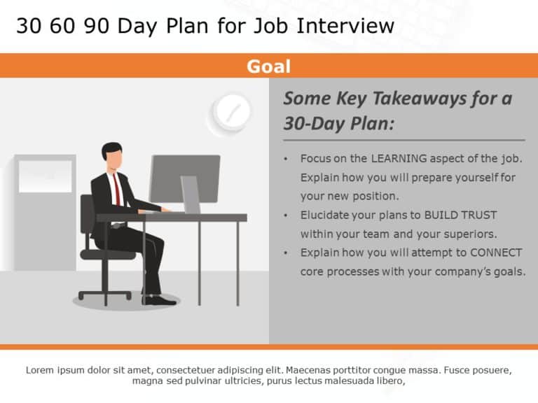 30 60 90 day job plan PowerPoint Template