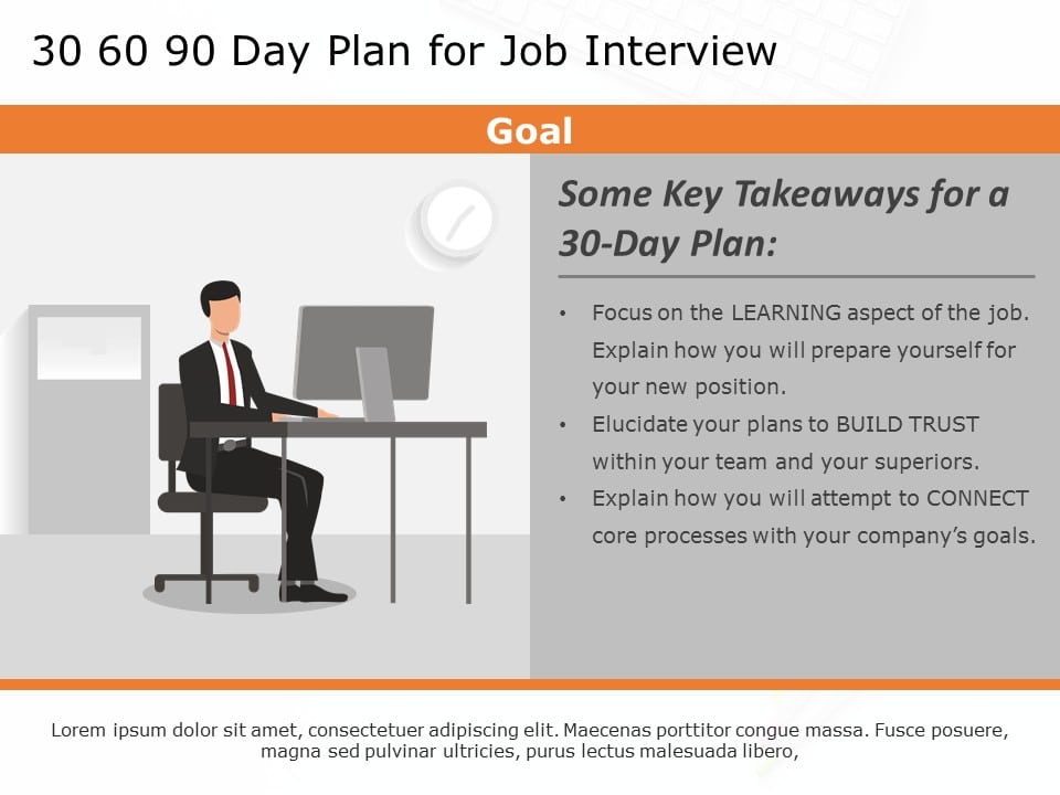 30 60 90 day job plan PowerPoint Template & Google Slides Theme