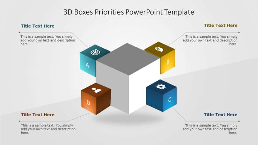 3D Boxes Priorities PowerPoint Template