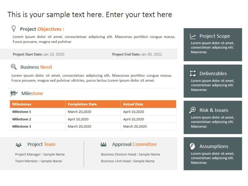 Animated Project Charter for Project Managers PowerPoint Template