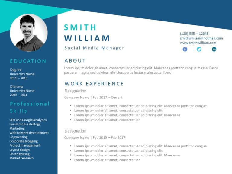 Animated Resume Professional PowerPoint Template 1 & Google Slides Theme