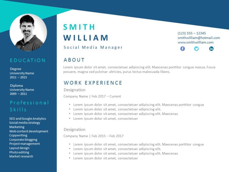 Animated Resume Professional PowerPoint Template 1