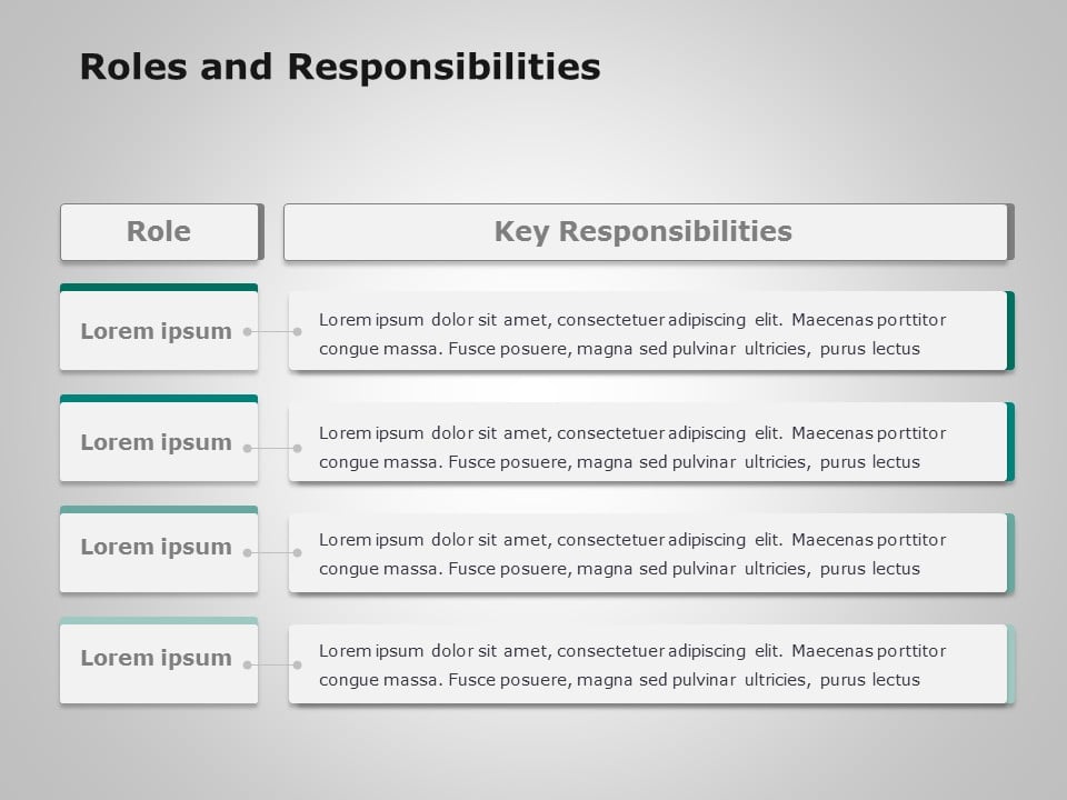 Animated Gray and Teal Roles and Responsibilities Matrix Slide Template