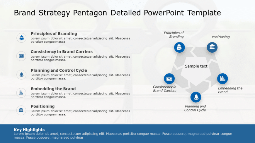 Brand Strategy Pentagon Detailed PowerPoint Template