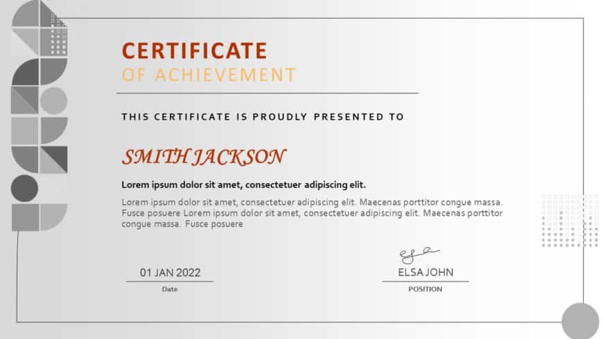 Certificate of Accomplishments PowerPoint Template