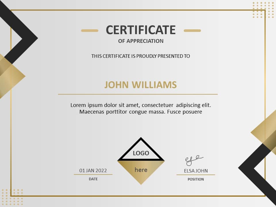Certificate of Achievements PowerPoint Template & Google Slides Theme
