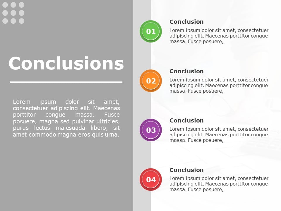 Colorful Conclusion Gray and Colorful Numbered Conclusion Infographic Slide Template