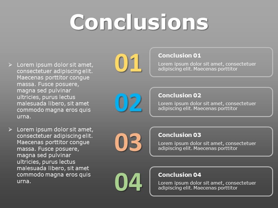 Colorful Conclusion Gray and Colorful Numbered Conclusion Points Layout Presentation Template