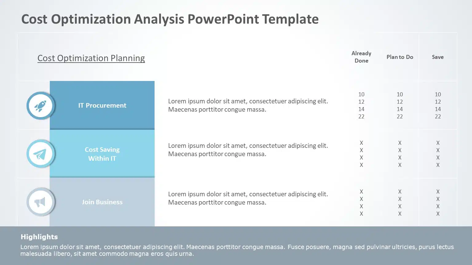 Cost Optimization Analysis PowerPoint Template & Google Slides Theme