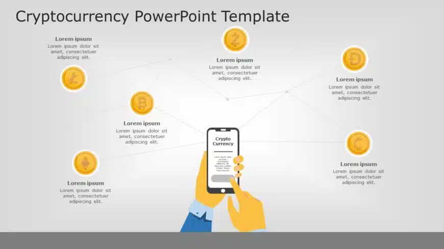 Cryptocurrency Network Diagram on Gray Background Powerpoint Template