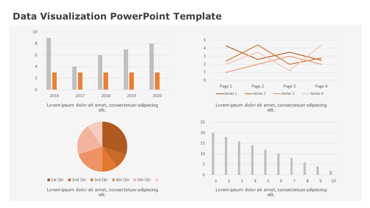 Powerpoint Data Visualization Colors Orange and Gray Data Visualization Charts Collection Powerpoint Template