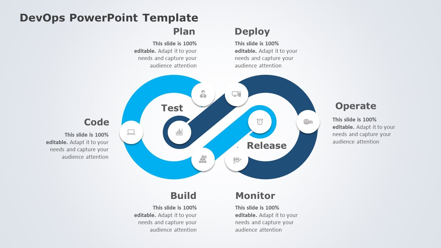 Blue DevOps Infinity Loop for Continuous Integration Slide Template