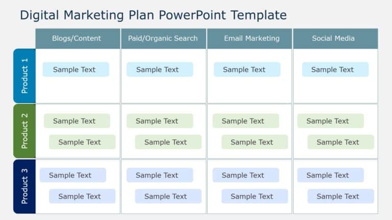 Digital Marketing Strategy Grid in Blue and Green Tones Presentation Template & Google Slides Theme