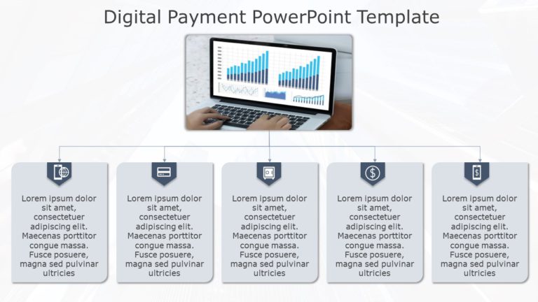 Digital Payment Process Flowchart in Blue and Gray Powerpoint Template & Google Slides Theme