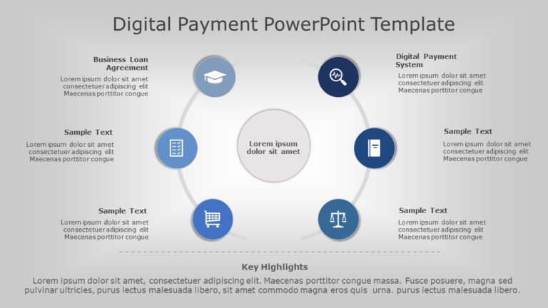 Blue Circular Digital Payment System Infographic Powerpoint Template & Google Slides Theme