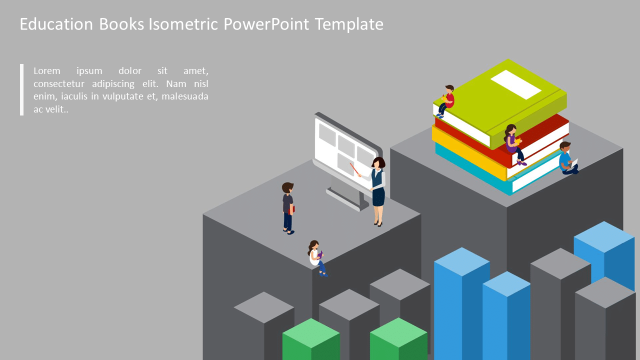 Education Books Isometric PowerPoint Template & Google Slides Theme