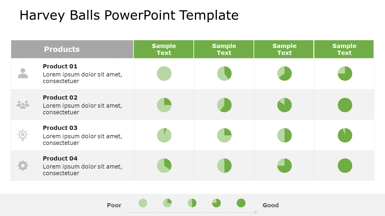 Harvey Balls 29 PowerPoint Template & Google Slides Theme