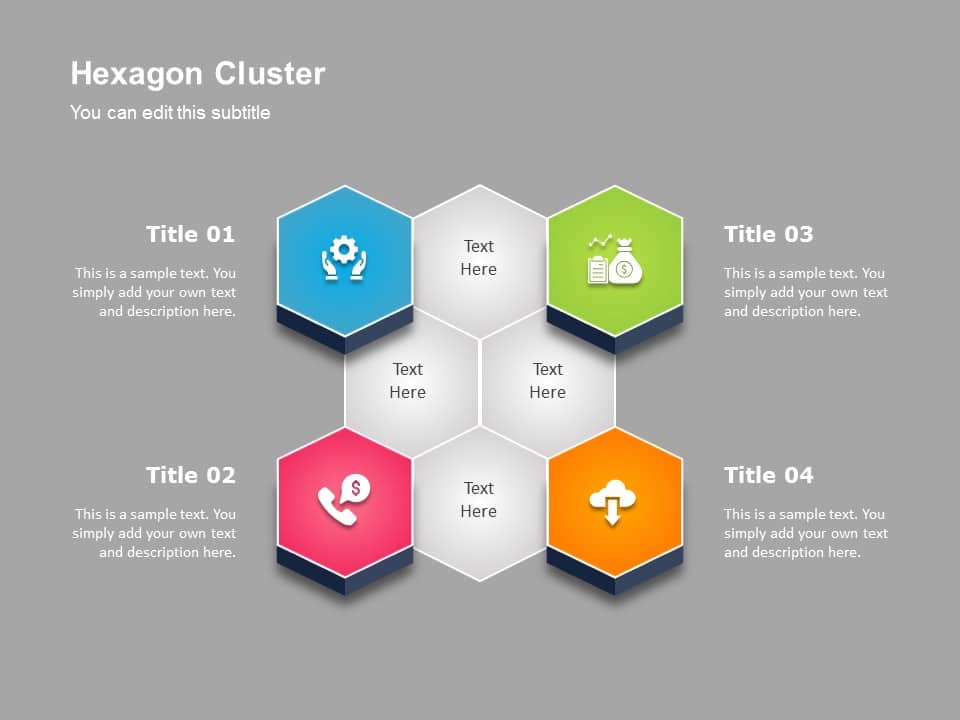 Free Hexagon Cluster Diagram PowerPoint Template