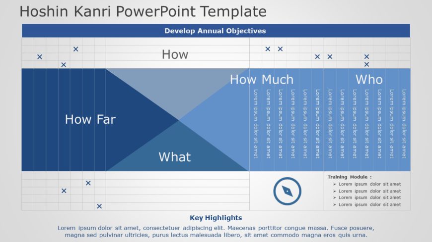 Blue Hoshin Kanri Matrix for Annual Objective Planning Slide Template