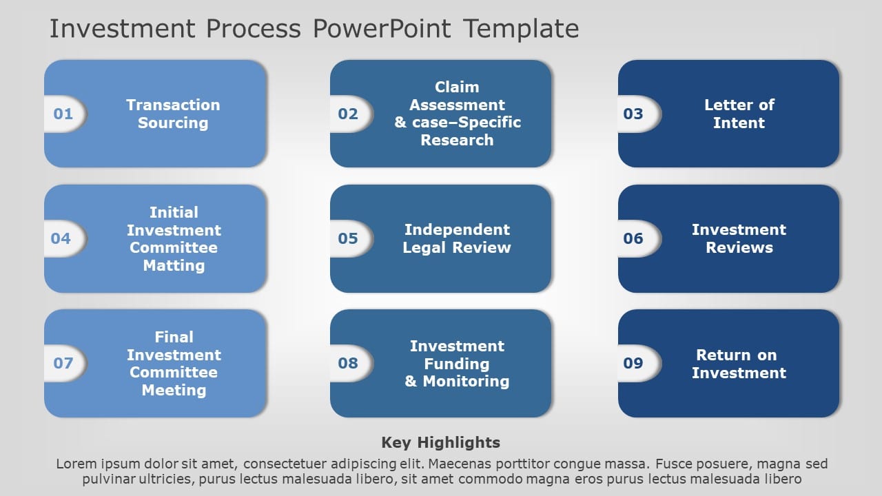 Investment Process Flowchart Blue Process Flowchart for Investment Stages Powerpoint Template