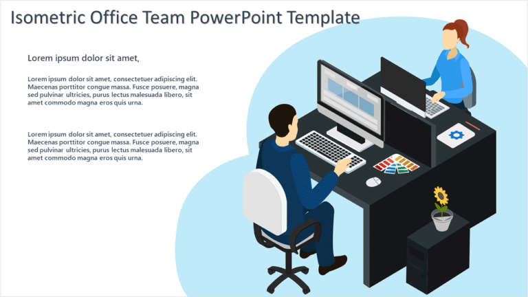 Isometric Office Team PowerPoint Template & Google Slides Theme