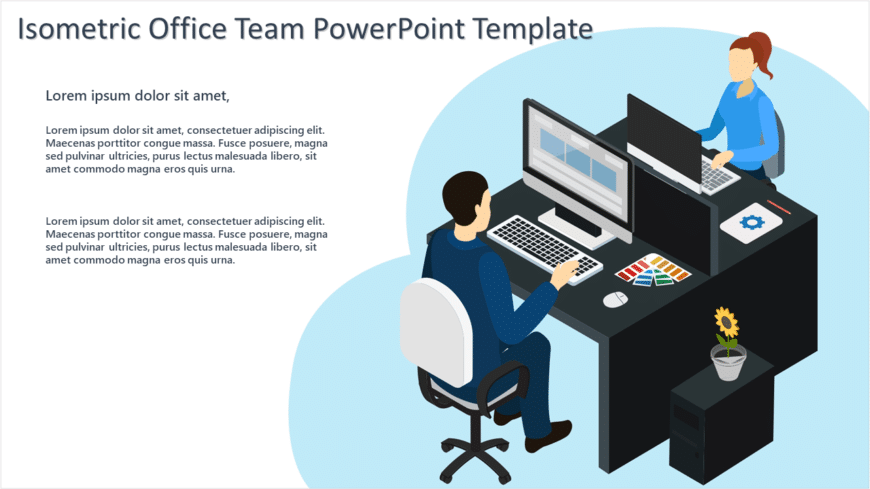 Isometric Office Team PowerPoint Template