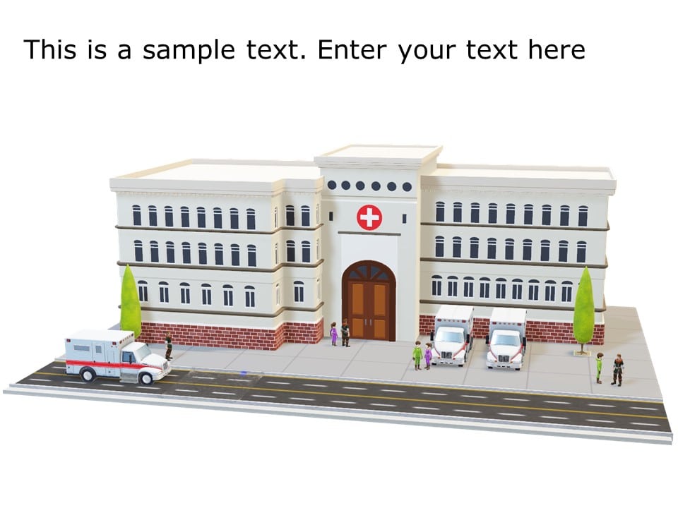Hospital 3D Model PowerPoint Template & Google Slides Theme