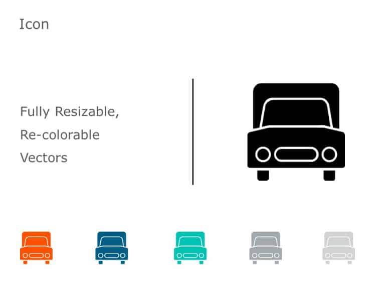 Truck Transportation Icons 4 PowerPoint Template