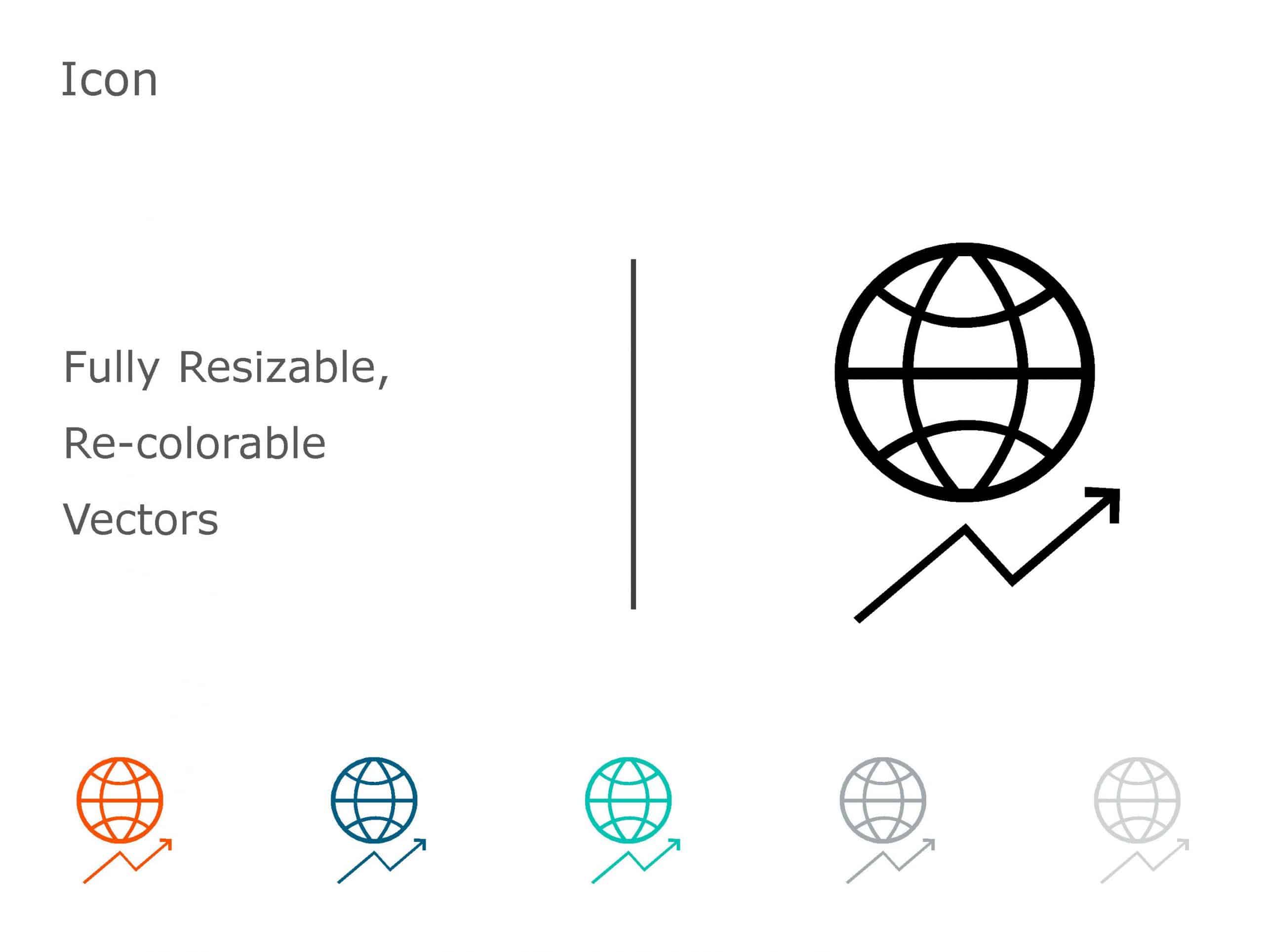 Global Project Ramp Up Icon Global Growth Icon Set in Black and Teal Slide Template