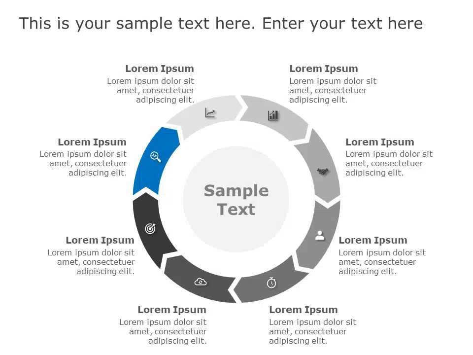 8 Steps Circular Chevron Diagram PowerPoint Template & Google Slides Theme