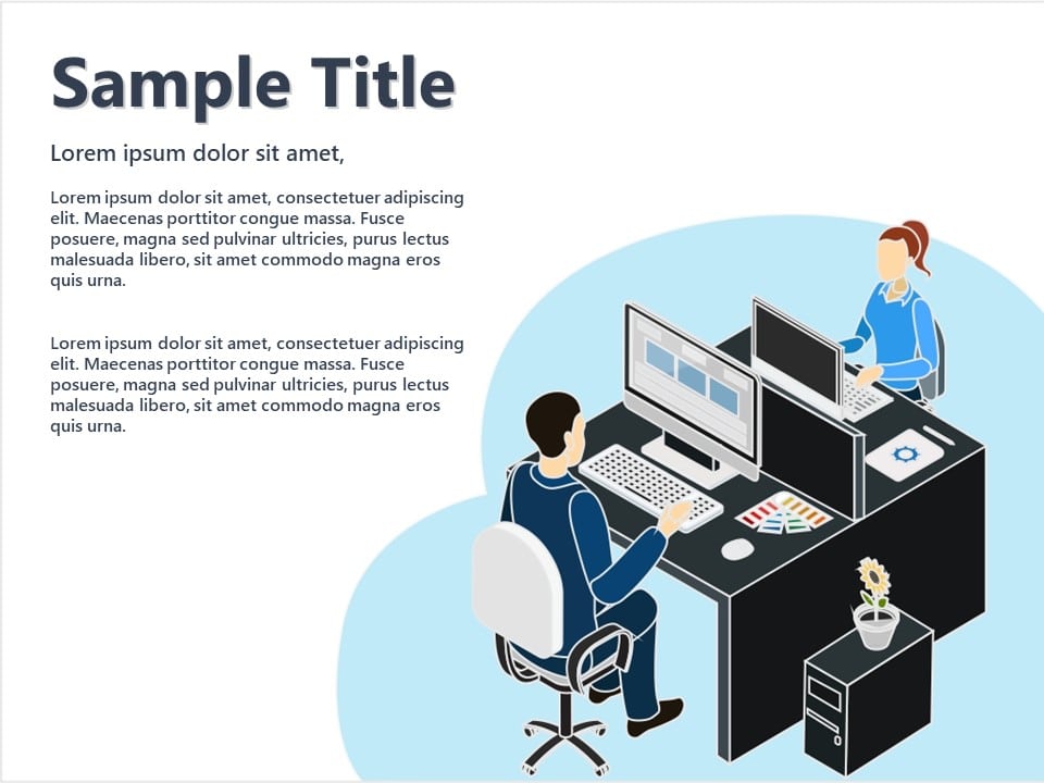 Isometric Office Team PowerPoint Template
