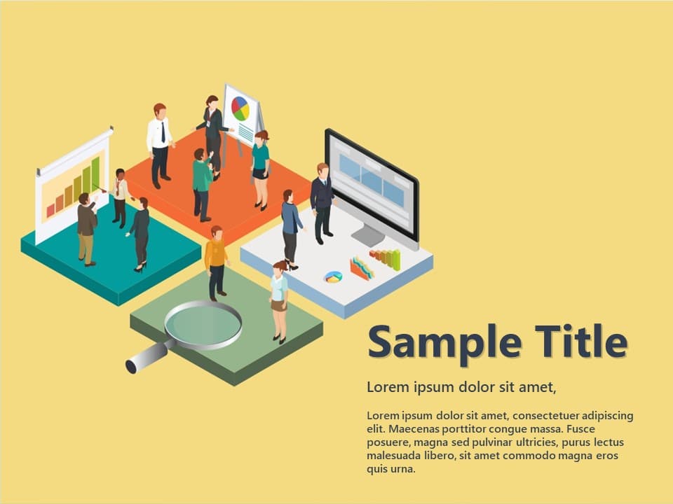 Isometric Office Working PowerPoint Template & Google Slides Theme