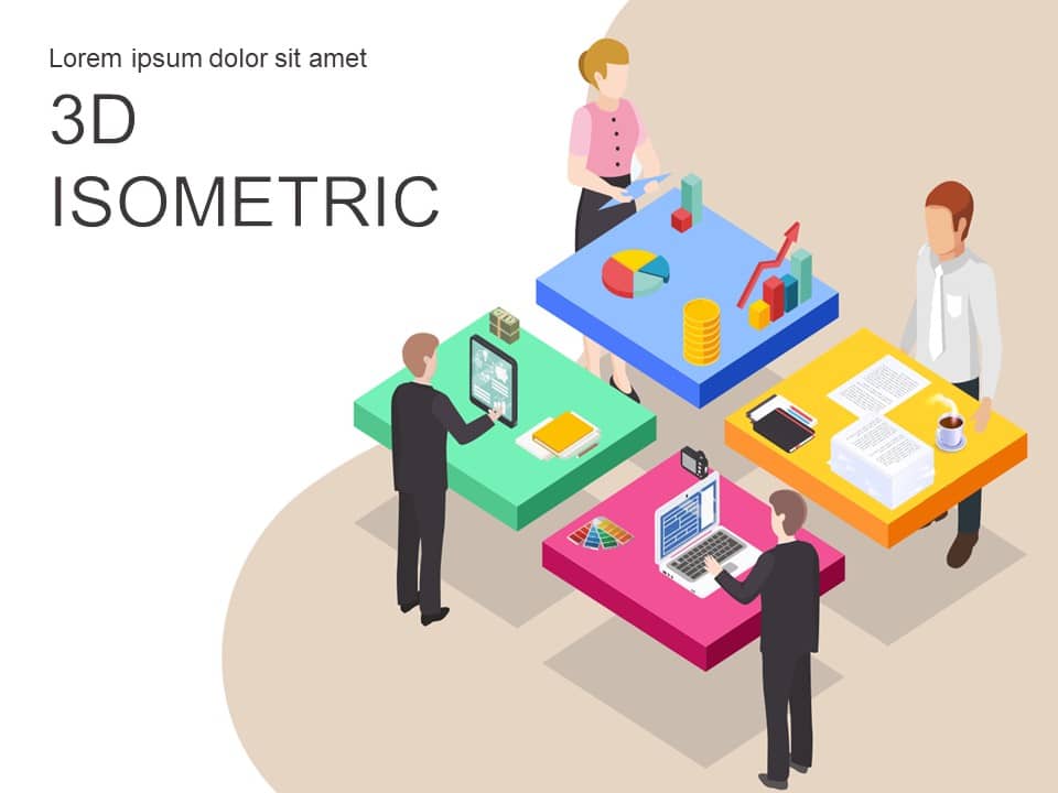 Teamwork Isometric PowerPoint Template & Google Slides Theme