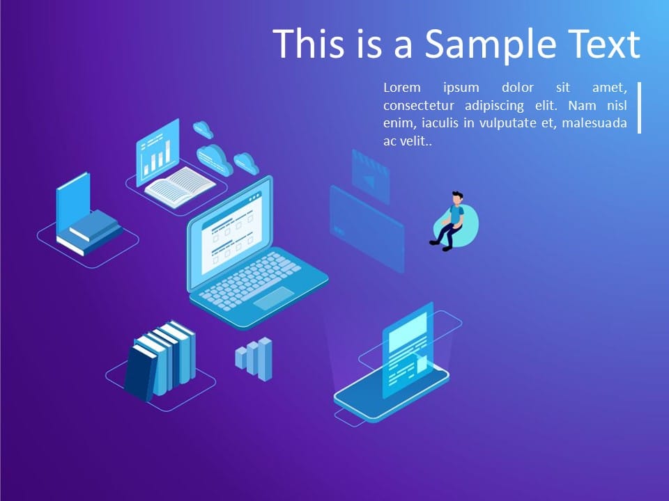 Laptop Book Isometric PowerPoint Template