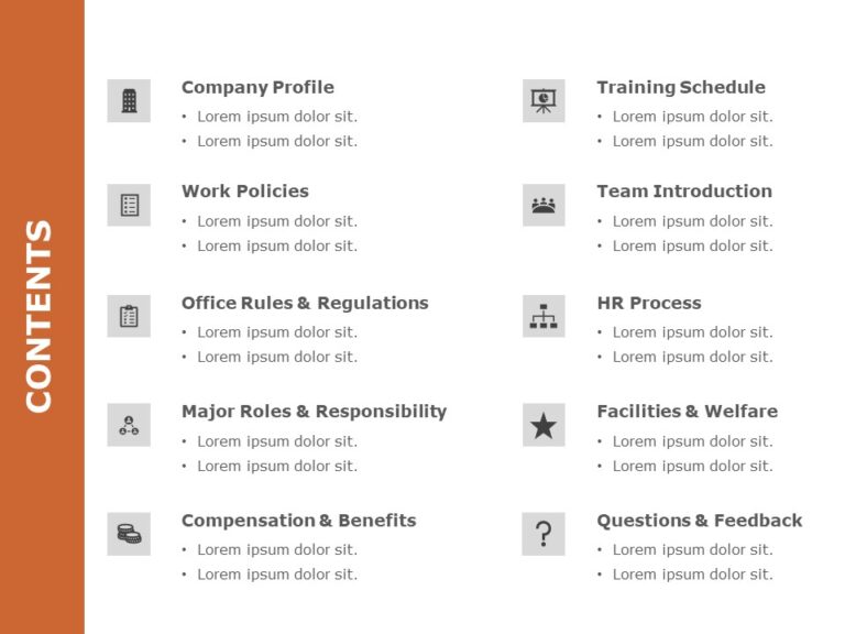Table of Content Human Resource | Table of Content Templates | SlideUpLift