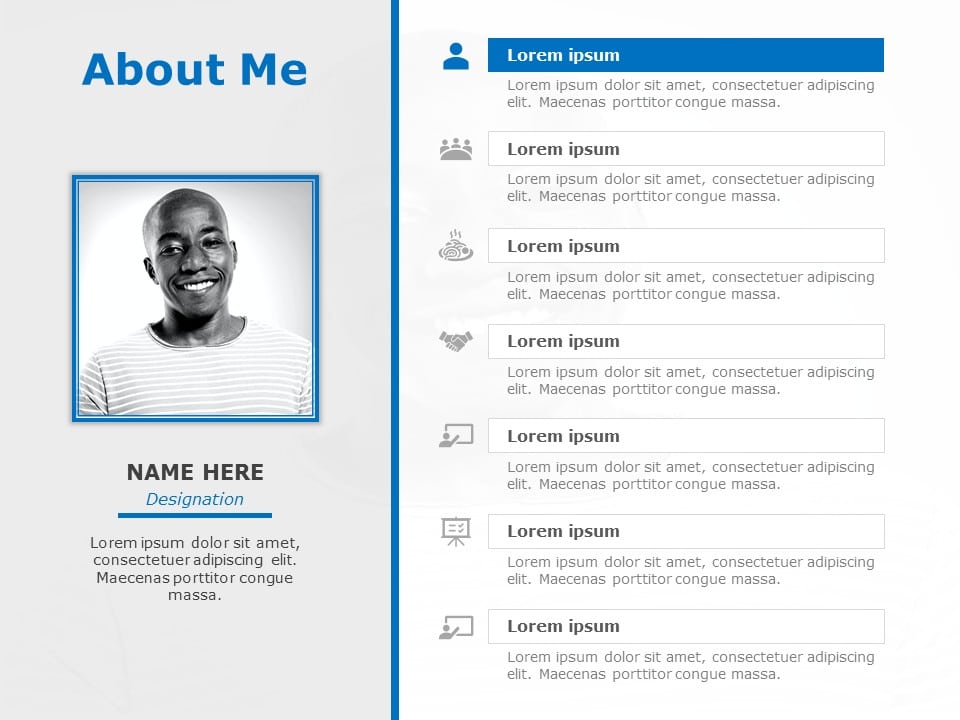 About Me Slide01 PowerPoint Template & Google Slides Theme