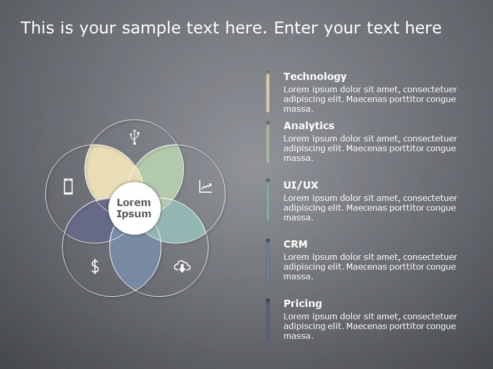 5 Way Venn Diagram 5 Circle Venn Diagram Templates SlideUpLift