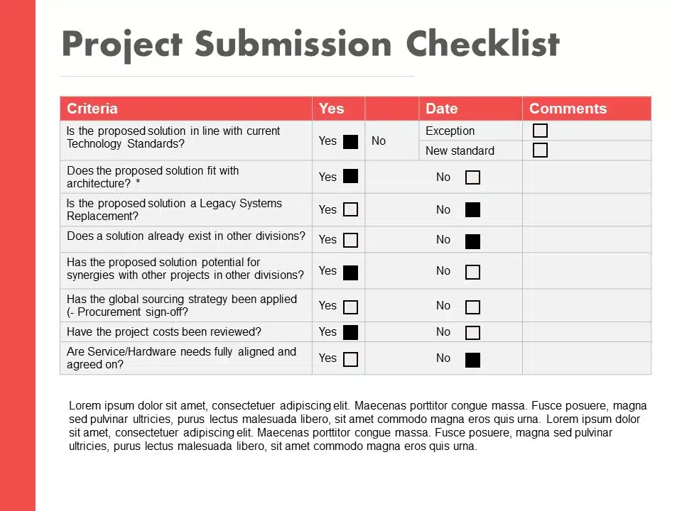 presentation criteria checklist