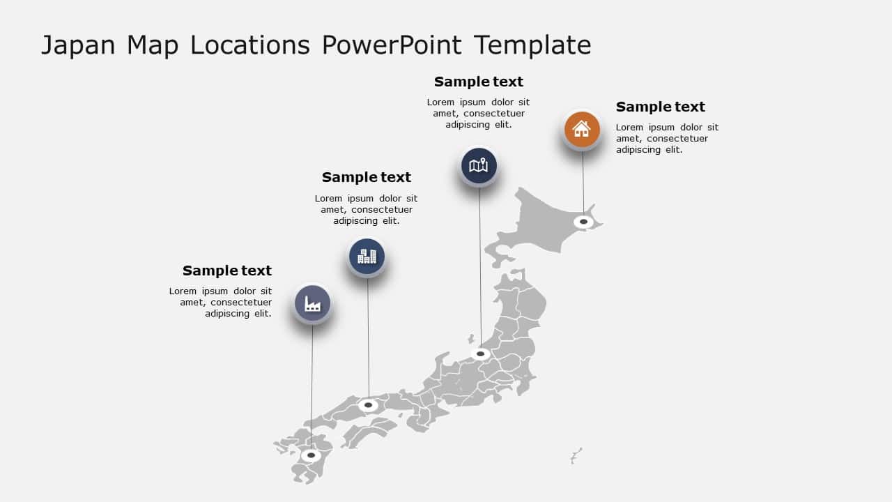 Japan Map Locations PowerPoint Template & Google Slides Theme