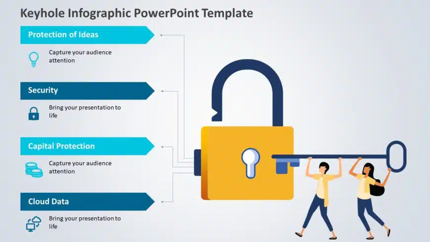 Blue and Yellow Keyhole Security Infographic Powerpoint Template