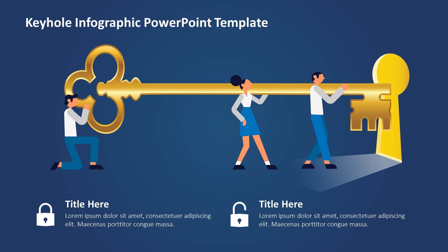 Golden Key Infographic for Business Unlocking Strategy Slide Template