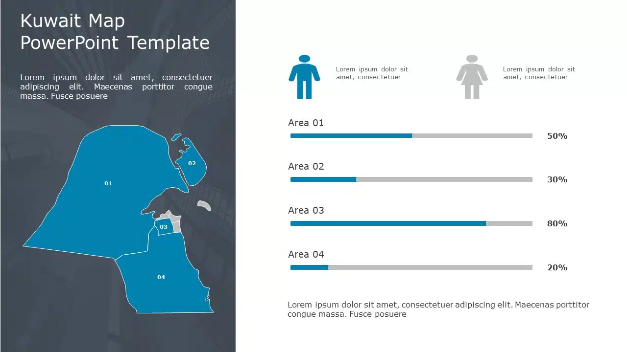 Kuwait Map 01 PowerPoint Template & Google Slides Theme